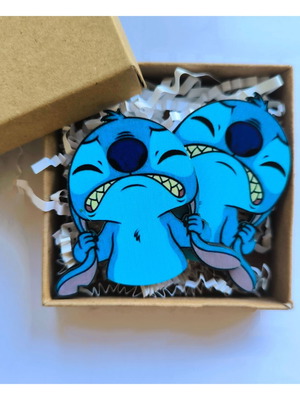 Stitch earrings wooden handmade new, stud fastening