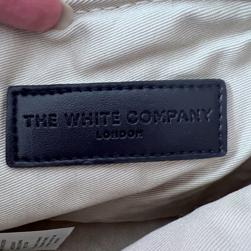 The White Company London Raffia Heart Pouch new, beige and blue