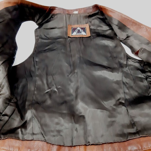 Apollo Leder Design Vintage Leather Vest lambskin size L used, brown