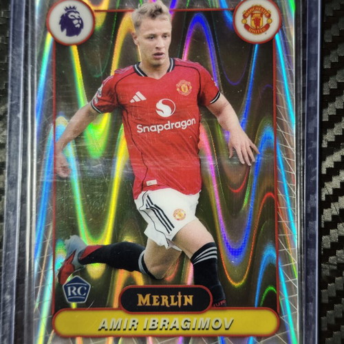 2025-26 Topps Merlin Premier League Amir Ibragimov RC Lava Wave Refractor #132 Manchester United