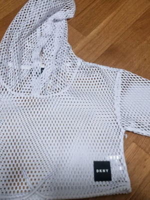 DKNY mesh crop top white like new with hood