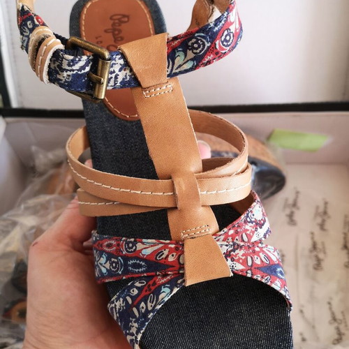 Pepe Jeans high-heeled sandals like new, size 38, blue multicolor