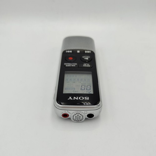 Sony ICD-BX140 voice recorder used with headphones