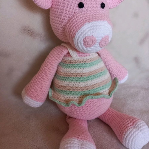 Amigurumi pig large new, handmade knitted doll