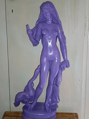 Leda Statue with Swan 60cm used, alabaster