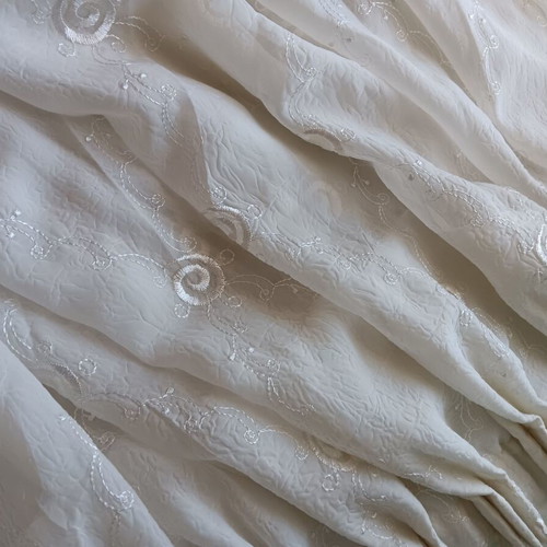 Curtain in beige color, sewn, 6.42m length, 2.55m height