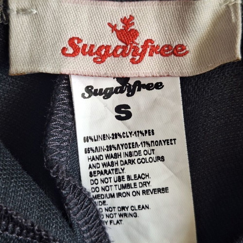 SugarFree Small High Waisted Linen Lyocell Shorts Blue Anthracite
