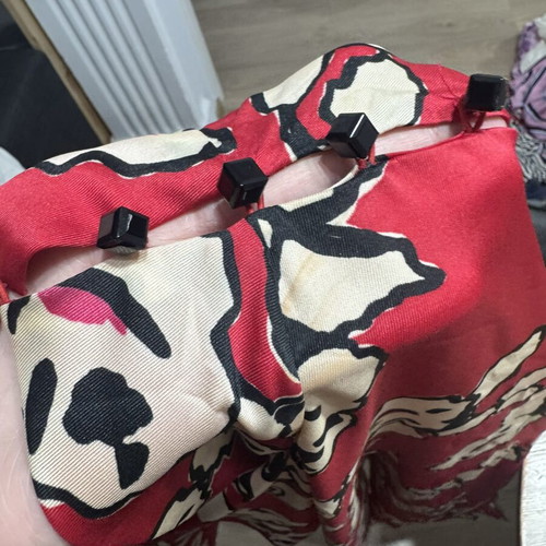 Zara red dress with belt and unique neck buttons, size M