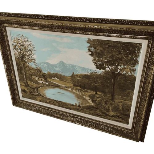 Vintage decorative painting used 83x115 with plaster frame
