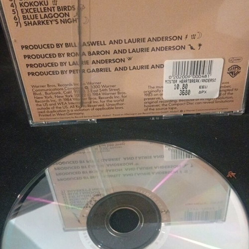 Laurie Anderson Mister Heartbreak CD like new, electronic