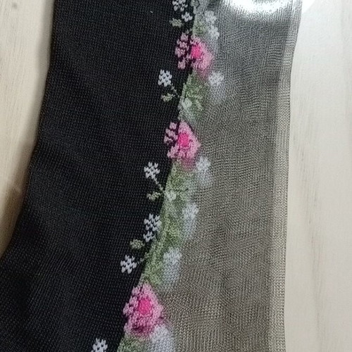 Low socks with embroidery and black transparency, 2 pairs new