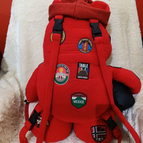 Sprayground Limited Edition Global Expedition Teddybear backpack used, red
