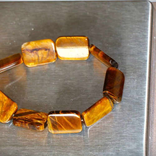 Bracelet tiger's eye mineral stones new, sterling silver 925