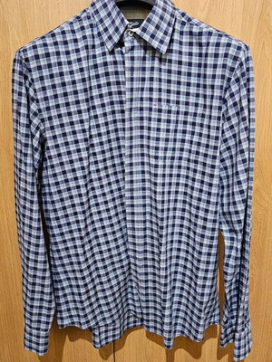 Manetti Large 42 Slim Blue Checked Shirt used