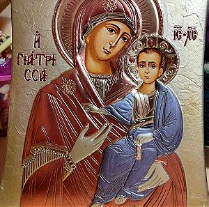 Εικόνα Παναγίας Γιάτρισσας ασημένια 26X20.5