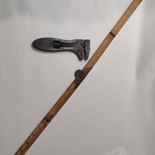 Adjustable Vintage Wrench and Folding Wooden Ruler used