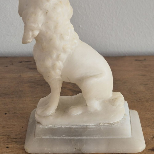 Grand Tour White Alabaster Seated Spaniel Bookends, original pair