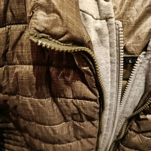 Khaki jacket like new with removable hoodie and inner sweatshirt