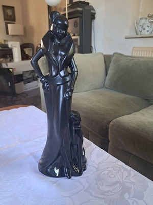 Porcelain figurine 80s Art Deco black 31 cm like new