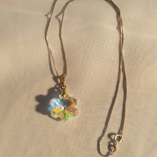 Silver necklace 925 with gold-plated crystal pendant like new