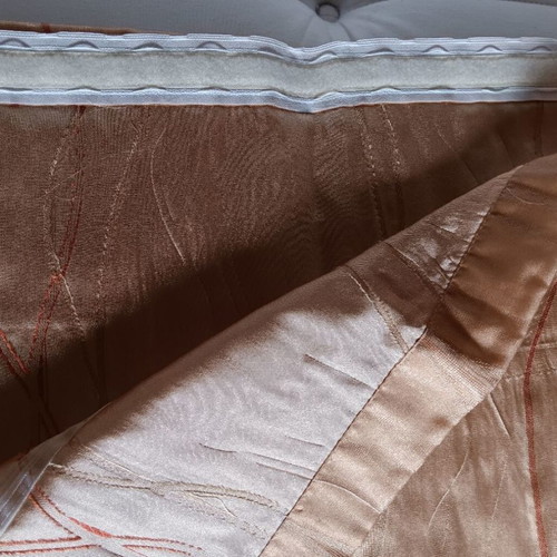 Curtain and Roman blind used, gold with ecru details