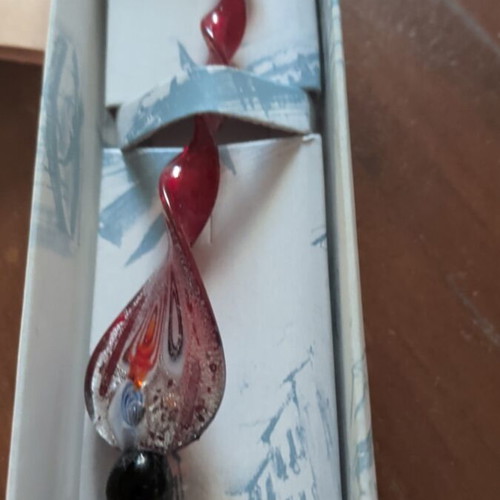 Glass pen with ink bottle, new, gift set from Venice