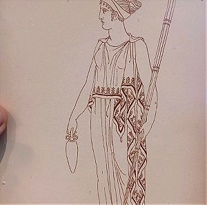 1880 αρχαία Ελληνίδα Λαμπαδηφόρος λιθογραφία 14x18cm