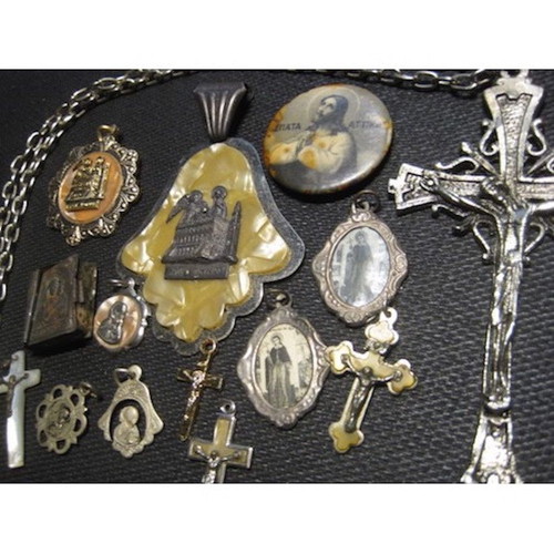Crosses used, 5 amulets, 1 pendant, 8 from Tinos and Jerusalem