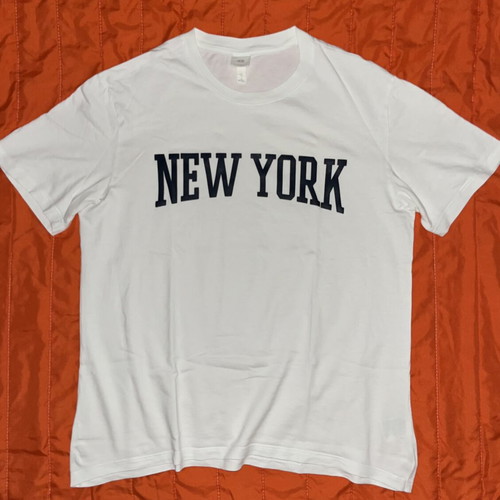 H&M T-shirt with embossed "NEW YORK" logo, white, size L