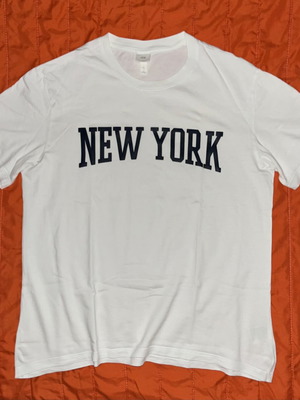 H&M T-shirt with embossed "NEW YORK" logo, white, size L