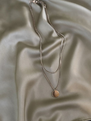 Two-Chain Necklace with Disk Charm used