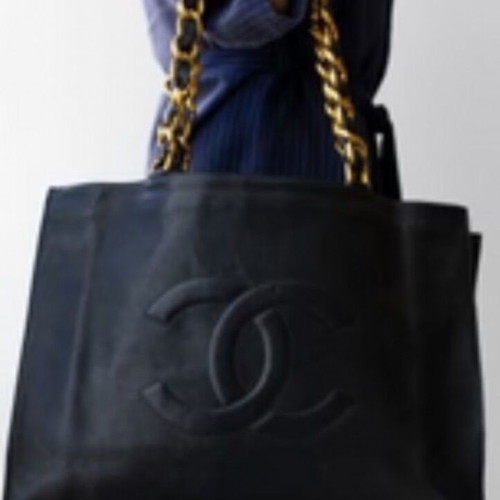 Chanel CC Logo Big Shoulder Bag used, black leather