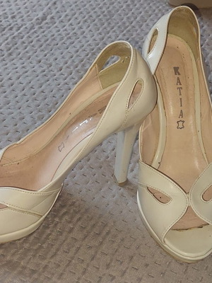 Summer beige high heel pumps size 37 used, 10 cm heel
