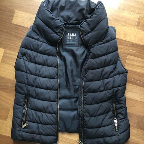 Zara Basic black mid-length windproof sleeveless jacket XL used