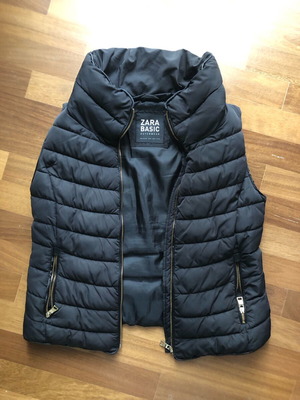 Zara Basic black mid-length windproof sleeveless jacket XL used