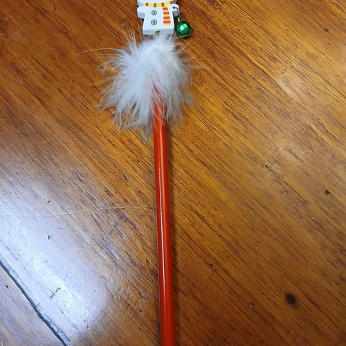 Christmas pencil with wooden snowman, new