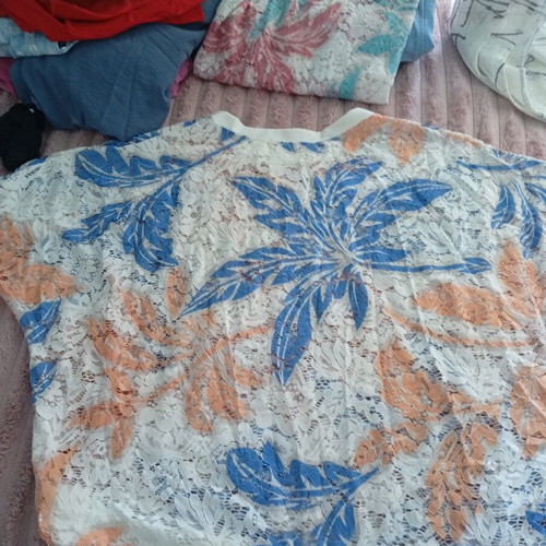 Lace blouse like new, blue and orange
