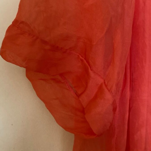 Coral silk dress with viscose lining, size M