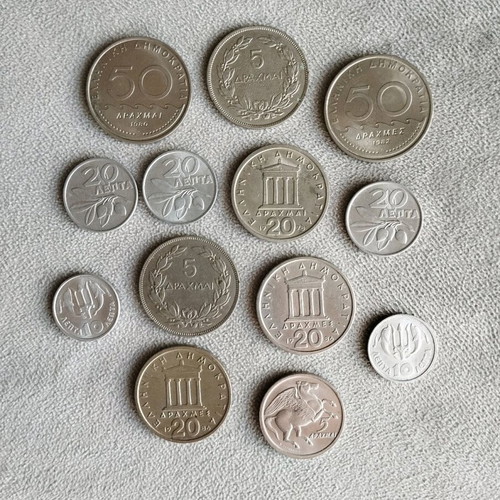 Drachma coins used with 1978-1986 twenty drachma and rare coins