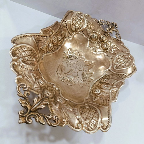 Antique Art Nouveau Επάργυρη Φοντανιέρα σαν καινούργιο με ανάγλυφα ηλιοτρόπια