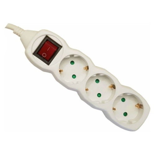 White 3-Outlet Power Strip with Switch and 1.5m Cable new