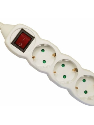 White 3-Outlet Power Strip with Switch and 1.5m Cable new