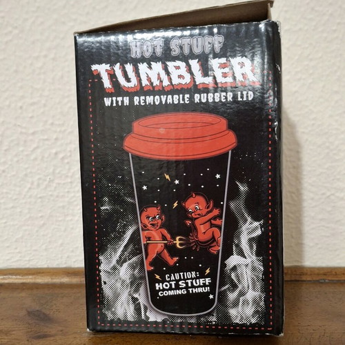 Sourpuss Hot Stuff ceramic tumbler 12oz like new, collectible