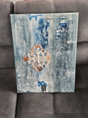 Painting with blue shades 45×60 like new, handmade signed by DLaoutari