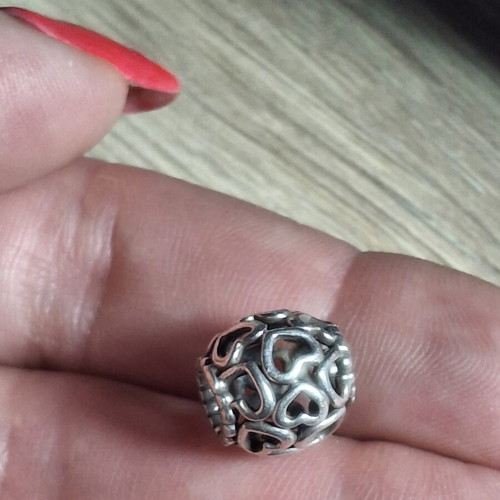 Pandora charm with hearts, silver
