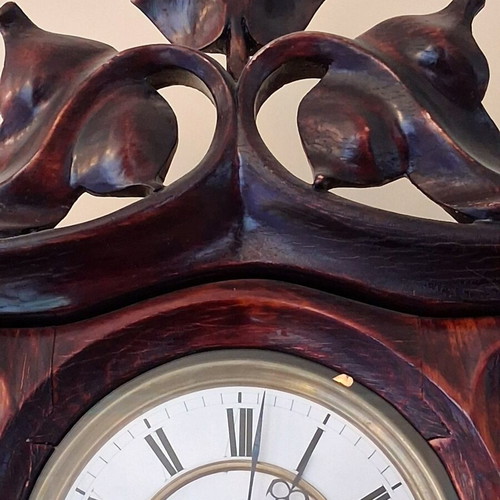Wall clock carved wood from Prague, like new, 18th-19th century
