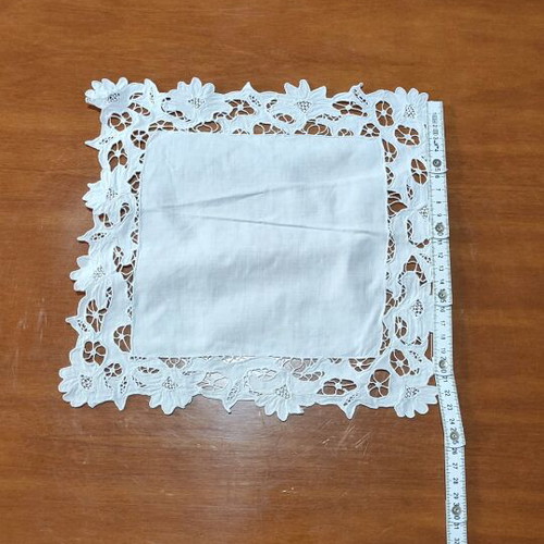 White cutwork napkin used, handmade, 1950s vintage