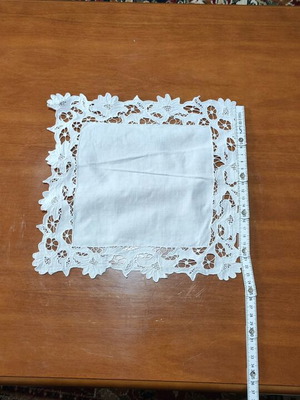 White cutwork napkin used, handmade, 1950s vintage