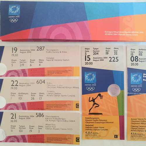 Athens Olympics 2004 collectible lot used with DVD, tickets, souvenirs