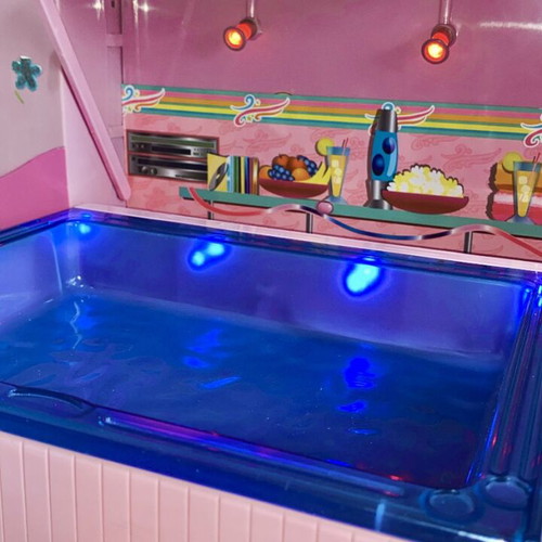Barbie Hot Tub Party Bus 2006 used with working lights and sounds